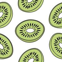 Flat Refreshing kiwi fruit seamless tile pattern with bright green flesh and tiny black seeds concept as Kiwi fruits with bright green flesh and tiny black seeds create a refreshin Clean Pro vector