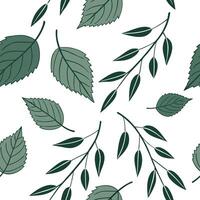 Flat Relaxing summer leaves seamless pattern with willow and birch leaves for a peaceful summer vibe concept as Peaceful willow and birch leaves seamlessly arranged to create a rel Clean Pro vector