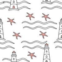 Flat Relaxing summer seamless pattern with soft waves and sandy beaches for tranquil coastal spaces concept as Soft waves and sandy beaches arranged in a seamless pattern for creat Clean Pro vector