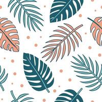 Flat Retro tropical seamless pattern with palm leaves and vibrant colors for summer designs concept as Vibrant retro tropical pattern featuring palm leaves and bright colors perfec Clean Pro vector