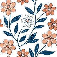 Flat Retro blossom seamless tile pattern with vintage flowers and bold colors for nostalgic interiors concept as Vintage flowers and bold colors create retro seamless tile pattern Clean Pro vector