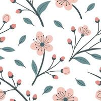 Flat Romantic spring nature seamless pattern with soft floral arrangements and pastel color palette for delicate decor concept as Romantic spring nature pattern with delicate flora Clean Pro vector
