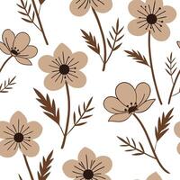 Flat Rustic Anemone seamless pattern with earthy tones and natural textures on white background concept as Earth toned rustic Anemone flowers with natural textures creating warm se Clean Pro vector