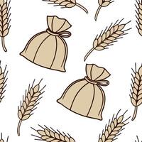 Flat Rustic autumn harvest seamless pattern with haystacks wheat stalks and pumpkins for a farmhouse aesthetic concept as Farmhouse inspired autumn harvest pattern with haystacks w Clean Pro vector