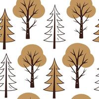 Flat Rustic autumn trees seamless tile pattern with pine and birch for country inspired interiors concept as Pine and birch trees arranged seamlessly to create rustic and country i Clean Pro vector