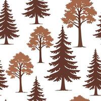 Flat Rustic autumn trees seamless tile pattern with pine and birch for country inspired interiors concept as Pine and birch trees arranged seamlessly to create rustic and country i Clean Pro 4 vector