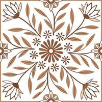 Flat Rustic floral mandala seamless tile pattern with dried flower motifs and earthy tones ideal for country style kitchens concept as Dried flower motifs and earthy tones create r Clean Pro vector