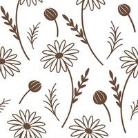 Flat Rustic daisy seamless tile pattern with dried daisy motifs and earthy brown tones ideal for country style kitchens concept as Dried daisy motifs and earthy brown tones create Clean Pro vector