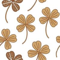 Flat Rustic clover seamless pattern with earthy tones and natural textures on white background concept as Earth toned rustic clovers with natural textures creating a warm seamless Clean Pro vector