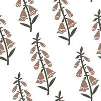 Flat Rustic foxglove texture seamless tile pattern earthy isolated white background ideal for farmhouse decor textiles home accessories concept as Rustic foxglove texture seamless Clean Pro vector