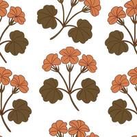 Flat Rustic geranium seamless pattern with earthy tones and natural textures on white background concept as Earth toned rustic geraniums with natural textures creating a warm seaml Clean Pro vector