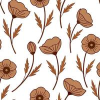 Flat Rustic poppy seamless tile pattern with dried poppy motifs and earthy brown tones ideal for country style kitchens concept as Dried poppy motifs and earthy brown tones create Clean Pro vector