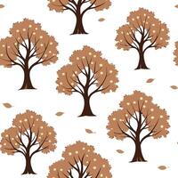 Flat Rustic oak tree seamless tile pattern with autumn foliage and warm earthy tones concept as Oak trees with autumn foliage in warm earthy tones create a rustic seamless tile pat Clean Pro vector