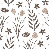 Flat Rustic spring nature seamless pattern with wildflowers and soft earth tones for earthy country inspired designs concept as Earthy spring nature pattern with wildflowers and ru Clean Pro 2 vector