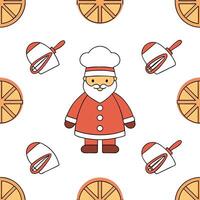 Flat Santas Eco Conscious Cookies concept as Create a seamless background featuring Santa baking cookies with organic ingredients The design includes cartoon elements and a bright Clean Pro vector