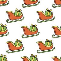 Flat Santas Eco Friendly Sleigh concept as Create a seamless background featuring Santas sleigh made from recycled materials The design uses bright colors and cartoon elements emp Clean Pro vector