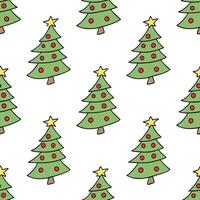 Flat Santas Green Christmas Tree concept as Create a seamless background featuring a cartoon style Christmas tree made from sustainable materials The design incorporates bright co Clean Pro vector