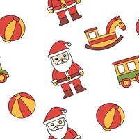 Flat Santas Organic Toy Workshop concept as Illustrate a seamless background of Santas workshop filled with organic toys The design features cartoon elements and a bright color pa Clean Pro vector