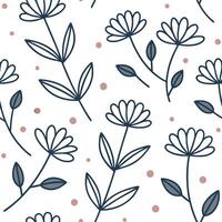 Flat Scandinavian blossom seamless tile pattern with clean lines and white background featuring delicate flowers for minimalist homes concept as Clean lines and white background wi Clean Pro vector