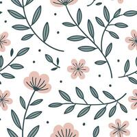 Flat Scandinavian floral seamless tile pattern with soft color palette and simple botanical illustrations for minimalist homes concept as Soft color palette and simple botanical il Clean Pro vector