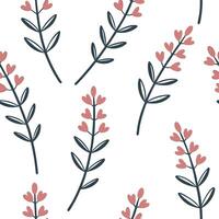 Flat Scandinavian inspired heather seamless pattern with minimal colors and clean lines on white concept as Minimal color Scandinavian heather flowers with clean lines creating sim Clean Pro vector