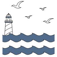 Flat seascape and water and blue concept as Deep blue ocean waters merging with the sky creating a seamless horizon ample copy space for advertising text in Simple flat cute vec Clean Pro vector