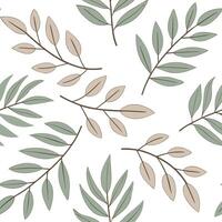 Flat Serene summer leaves seamless pattern with light green foliage and soft earth tones for relaxed spaces concept as Light green foliage and soft earth tones arranged seamlessly Clean Pro vector