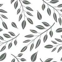 Flat Shabby Chic eucalyptus seamless tile pattern with distressed eucalyptus and soft grey accents on white background ideal for charming spaces concept as Distressed eucalyptus an Clean Pro vector