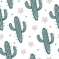 Flat Shabby Chic cactus seamless tile pattern with distressed cactus and soft pastel accents on white background ideal for charming spaces concept as Distressed cactus and soft pas Clean Pro vector