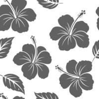 Flat Shabby Chic hibiscus seamless tile pattern with distressed hibiscus and soft grey accents on white background ideal for charming spaces concept as Distressed hibiscus and soft Clean Pro vector