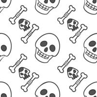 Flat Skeletons and skulls seamless tile pattern with bone structures and dark shades for macabre home decor concept as Bone structures and dark skulls arranged seamlessly for macab Clean Pro vector