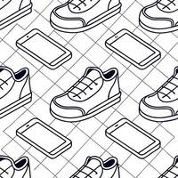 Flat Sleek futuristic tile seamless design digital interface pattern neon grid abstract modern art cyber dynamic tech minimal style concept as Isolated white balance scene p Clean Pro vector