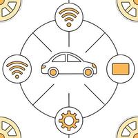 Flat Smart Transportation Control Hub concept as A macro shot of a smart transportation control hub managing autonomous vehicles The camera focuses on the hubs interface and the s Clean Pro vector