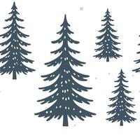 Flat Snow covered pine trees seamless tile pattern with soft white snow and evergreen foliage concept as Soft white snow blankets evergreen pine trees in this seamless tile pattern Clean Pro vector