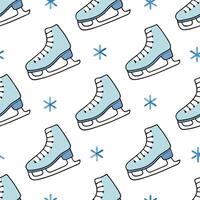 Flat Sparkling ice skates and snowflakes seamless tile pattern with winter sports flair concept as Ice skates adorned with sparkling snowflakes create a seamless tile pattern with Clean Pro vector