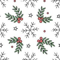 Flat Sparkling snowflakes and holiday wreath seamless tile pattern with festive greenery concept as Festive greenery and sparkling snowflakes create a seamless tile pattern with ho Clean Pro vector
