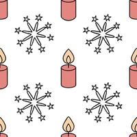 Flat Sparkling snowflake and candlelight seamless tile pattern with warm winter glow concept as Sparkling snowflakes and warm candlelight create a seamless tile pattern with a cozy Clean Pro vector