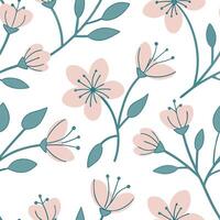 Flat Spring floral seamless pattern with vibrant colors and delicate petals perfect for seasonal designs concept as Floral pattern featuring vibrant spring colors and delicate peta Clean Pro 3 vector