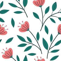 Flat Spring floral seamless pattern with vibrant colors and delicate petals perfect for seasonal designs concept as Floral pattern featuring vibrant spring colors and delicate peta Clean Pro vector