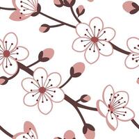 Flat Spring blossoms seamless tile pattern featuring delicate cherry blossoms soft pastel colors and a refreshing feel concept as Cherry blossoms and soft pastels create a seamless Clean Pro vector