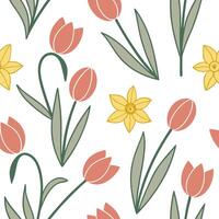 Flat Spring pastel seamless pattern with soft peach lavender and mint colors for a calm balanced feel concept as Soft peach lavender and mint pastel colors in a seamless pattern to Clean Pro 3 vector