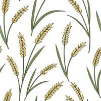 Flat Spring wheat grass seamless tile pattern with soft green and golden hues for an organic touch concept as Wheat grass with soft green and golden hues creates an organic and fre Clean Pro vector