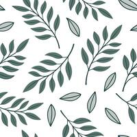 Flat Subtle summer leaves seamless pattern with eucalyptus and olive branches for soft calming spaces concept as Soft eucalyptus and olive branches seamlessly arranged for a calmin Clean Pro vector