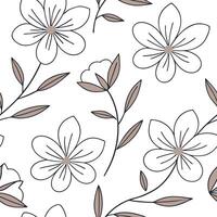 Flat Subtle summer flowers seamless pattern with fine lines and neutral colors for a minimalist elegant design concept as Minimalist summer flower pattern with fine lines and neutr Clean Pro vector