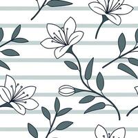 Flat Subtle summer seamless pattern with light stripes and gentle flower details for a refined elegant style concept as Refined summer pattern with light stripes and subtle flower Clean Pro vector