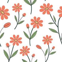 Flat Summer flowers seamless pattern with vibrant petals and lush greenery for lively nature inspired designs concept as Vibrant summer flowers pattern with bright petals and lush Clean Pro 4 vector
