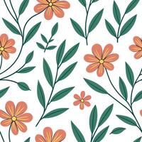 Flat Summer flowers seamless pattern with vibrant petals and lush greenery for lively nature inspired designs concept as Vibrant summer flowers pattern with bright petals and lush Clean Pro 5 vector