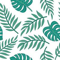 Flat Summer leaves seamless pattern with bright green and jungle leaves for vibrant outdoor decor concept as Bright green jungle leaves arranged in a seamless pattern to create a v Clean Pro 2 vector