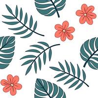 Flat Summer leaves seamless pattern with bright green and jungle leaves for vibrant outdoor decor concept as Bright green jungle leaves arranged in a seamless pattern to create a v Clean Pro 4 vector