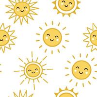 Flat Summer sun seamless tile pattern with radiant sunbursts and warm yellow hues for vibrant spaces concept as Bright sunbursts and warm yellow tones arranged seamlessly for a vib Clean Pro vector